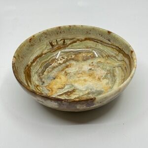 Natural Multicolor Gold Green Brown Marbled Onyx Bowl Stone‎ Agate Dish